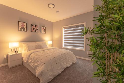 卡尔加里You will love this 2BR Guest Suite in SE Calgary的一间卧室设有一张床和一个窗口