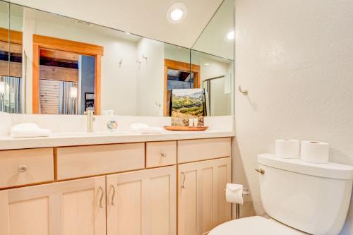 塔霍城Granlibakken Getaway - #72A的一间带卫生间、水槽和镜子的浴室