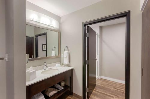 蒂明斯Best Western Premier Northwood Hotel的一间带水槽和镜子的浴室