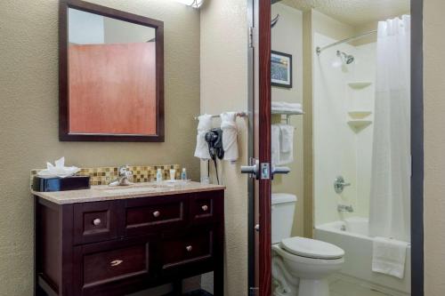 韦科Comfort Suites Waco North - Near University Area的一间带水槽、卫生间和镜子的浴室