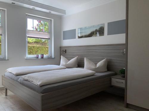 塞巴特阿尔贝克德兰士瓦别墅旅馆的一间卧室设有一张大床和两个窗户