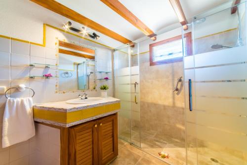 埃尔波特Ideal Property Mallorca - Moli的一间带水槽和淋浴的浴室