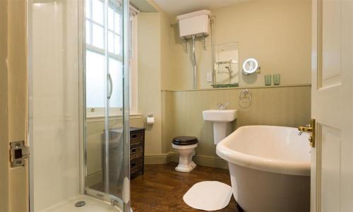 温德米尔Orrest Range的带淋浴、盥洗盆和卫生间的浴室
