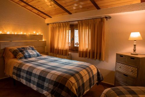巴加Apartament Cadí- Moixeró的一间卧室设有一张床和一个窗口
