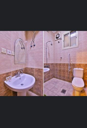 麦地那ريتاج الفضية للوحدات السكنية的浴室的两张照片,配有卫生间和水槽
