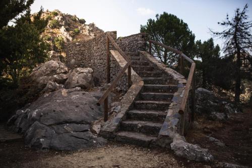 格拉茨莱马Camping TajoRodillo的山顶上一排台阶