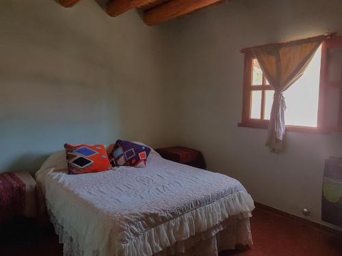 蒂尔卡拉Lo del Gaucho的一间卧室配有一张带两个枕头的床