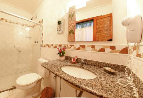 伊塔卡雷布伦丹家旅馆的一间带水槽、卫生间和镜子的浴室