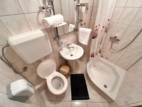 弗拉西克Planinska kuća Vlašić的白色的浴室设有卫生间和水槽。