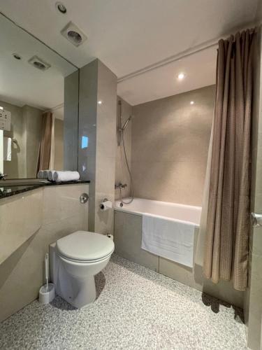 泰晤士河畔里士满Shandon Hotel的一间带卫生间和浴缸的浴室