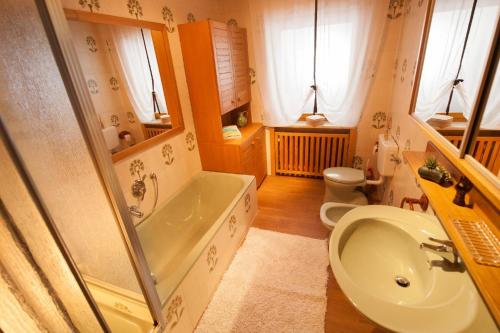 诺伊舍瑙Ferienhaus "Lisa´s Häusl"的带浴缸、盥洗盆和卫生间的浴室