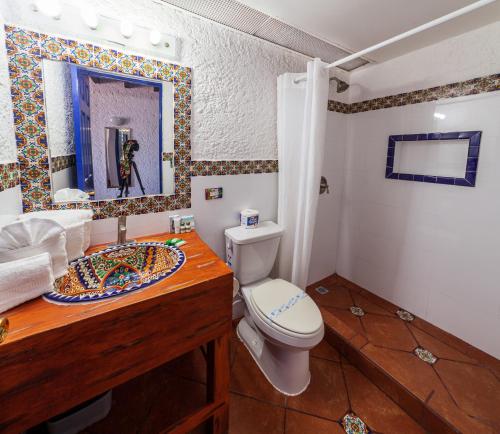 罗萨里托岩石区度假酒店及Spa的浴室设有卫生间和带镜子的盥洗盆