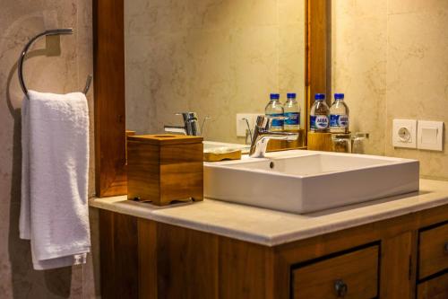 珀尼达岛BB Resort Villa and Spa的一间带水槽和镜子的浴室