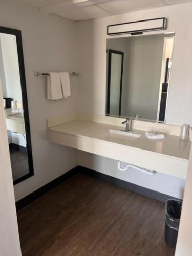 都柏林Motel 6 Dublin, Ga的一间带水槽和镜子的浴室