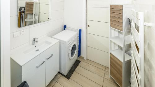 尼斯玛卡哈尼公寓的一间带洗衣机和水槽的浴室