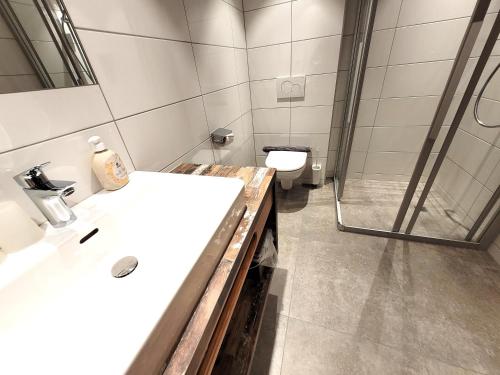 卡普尔Apart Garni Jägerheim的一间带水槽和卫生间的浴室