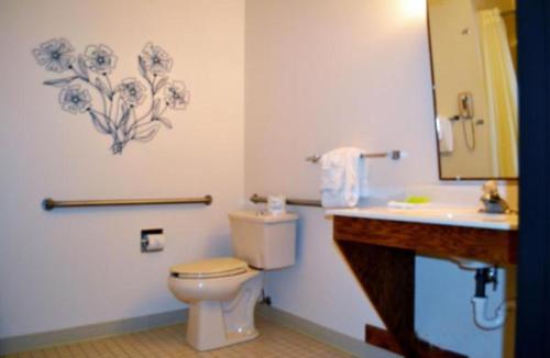 LuskCovered Wagon Motel Lusk WY的一间带卫生间和水槽的浴室