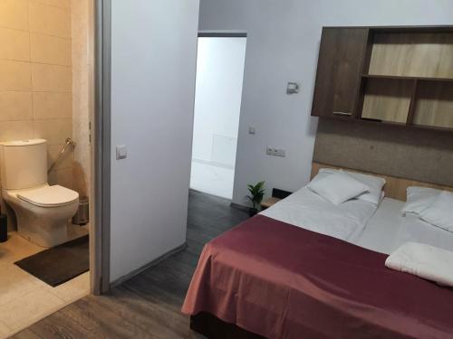 ApateuVilă primitoare în Cihei ideală pentru grupuri.的一间卧室配有一张床和一个卫生间