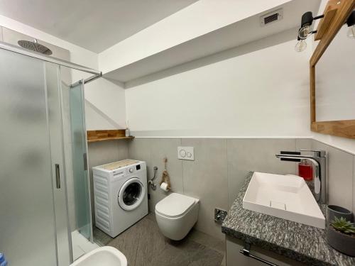 皮拉Maison Etoile - Pila n 0042的浴室配有卫生间水槽和洗衣机。