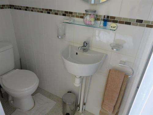 布里德灵顿欧可维宾馆的白色的浴室设有卫生间和水槽。