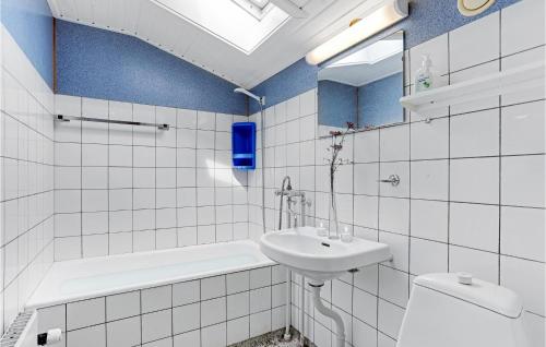 海斯勒4 Bedroom Stunning Apartment In Hasle的白色的浴室设有水槽和卫生间。