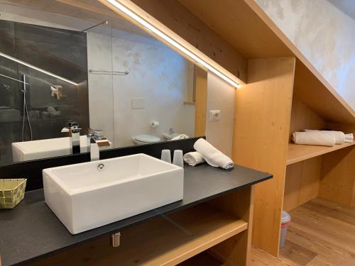 卡纳泽伊Appartamenti Chalet Orchidea的台面上带白色水槽的浴室