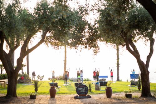 梵蒂冈角La Meridiana的一群人在公园里做瑜伽