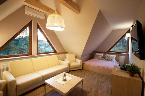 考斯赛力克Apartment U Lejbusia的客厅配有沙发和桌子