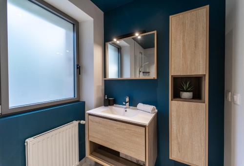 杜约特Maison de Village - 291的一间带水槽和镜子的浴室
