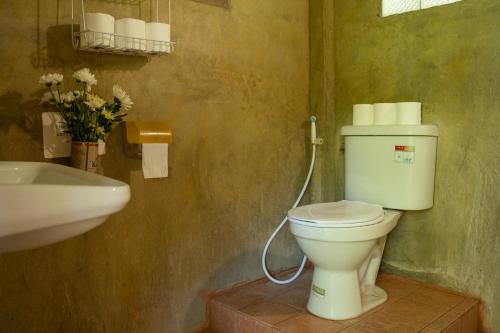 清道Art House at Chiangdao - StarHouse的一间带卫生间和水槽的浴室