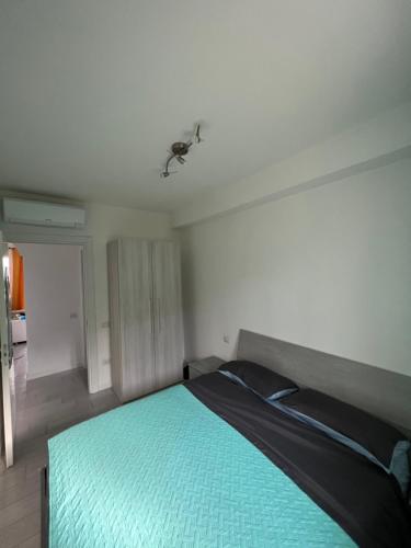 卡斯特尔萨多Elicriso的一间卧室配有一张带绿毯的床
