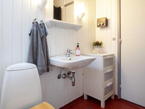 奥贝克Holiday home Ålbæk XXVIII的一间带水槽和卫生间的小浴室