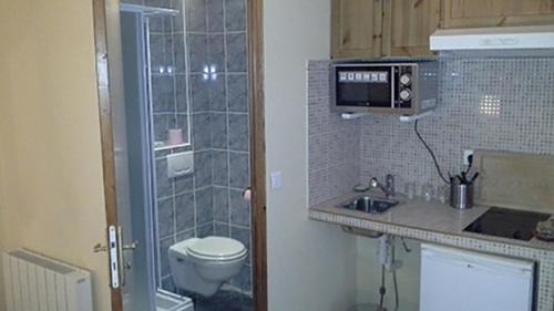 蒙鲁日巴黎蒙鲁日莫里哀酒店的一间带卫生间和水槽的小浴室