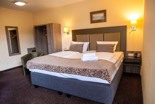 威斯巴登威斯巴登城市酒店的一间位于酒店客房内的带大床的卧室