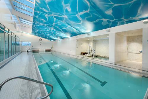 旧金山旧金山洲际酒店的一个带蓝色天花板的游泳池