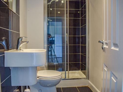 安斯特拉瑟Sea View的浴室配有卫生间、盥洗盆和淋浴。