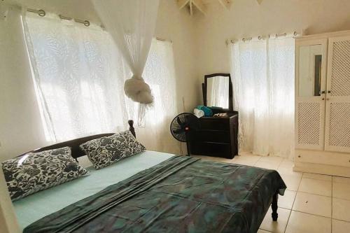 Port ElizabethStarFish Apartment的一间卧室配有一张带两个枕头的床