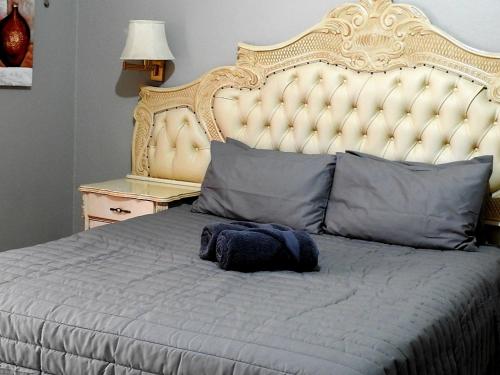 波罗瓜尼ZUCH Accommodation at Pafuri Self Catering - Guest Apartment的一张大床,上面有蓝色衬衫