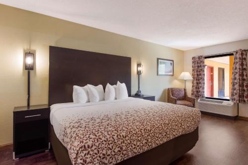 克利尔沃特SureStay Hotel by Best Western St Pete Clearwater Airport的酒店客房带一张大床和一把椅子