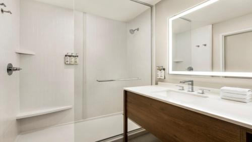 列克星敦Staybridge Suites - Lexington S Medical Ctr Area, an IHG Hotel的一间带水槽和淋浴的浴室