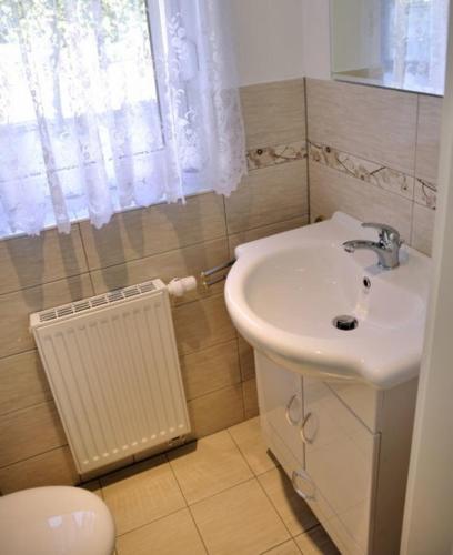 霍佩加尔滕La Vida Suite的一间带白色水槽和窗户的浴室