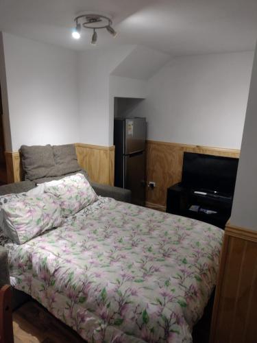 蓬塔阿雷纳斯Departamentos Kitkaika的一间卧室配有一张床和电视