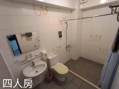 花莲市夜市电梯民宿-尤大厨的家的一间带卫生间和水槽的浴室