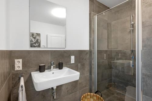 奥尔登堡Nadorst Residenz的一间带水槽和淋浴的浴室