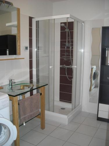 格朗维尔Les granvillaises的带淋浴和盥洗盆的浴室