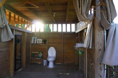 El LimónSamana Ecolodge的小木屋内带卫生间的浴室