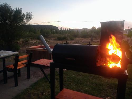 格兰德山谷Balcon al Valle Grande, San Rafael Mendoza的院子里设有烤炉和火炉