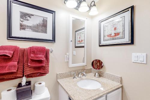 拉德洛Vermont's Finest - Brookhaven F4的一间带水槽和镜子的浴室