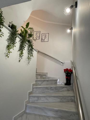 NeméaNemeapolis 1 apt的墙上有植物的楼梯