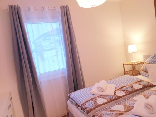 皮森多夫Appartement Fiffinjo的一间卧室设有两张单人床和一个窗户。